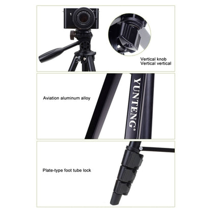 YUNTENG VCT-681 138cm SLR / Micro-SLR / Digital Cameras Tripod Stand, 4-Section Folding Aluminum Legs, Suitable for Canon / Nikon / Panasonic / Pentax / Casio / Sony / Fuji (Load Capacity: 3kg) - Tripods by YUNTENG | Online Shopping UK | buy2fix