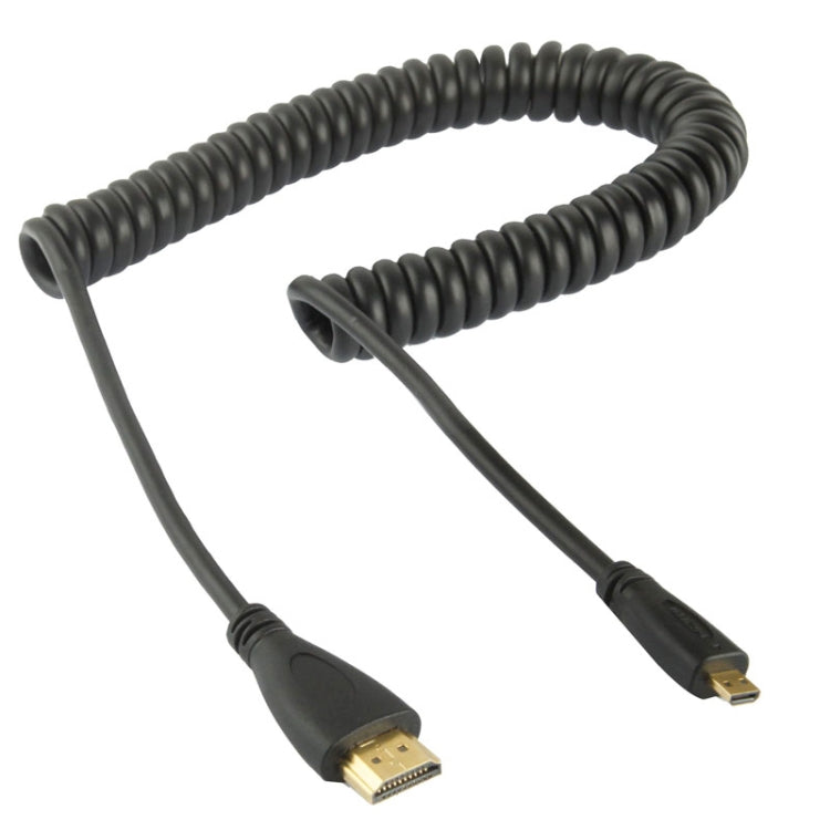 1.4 Version, Gold Plated Micro HDMI Male to HDMI Male Coiled Cable, Support 3D / Ethernet, Length: 60cm (can be extended up to 2m) -  by buy2fix | Online Shopping UK | buy2fix