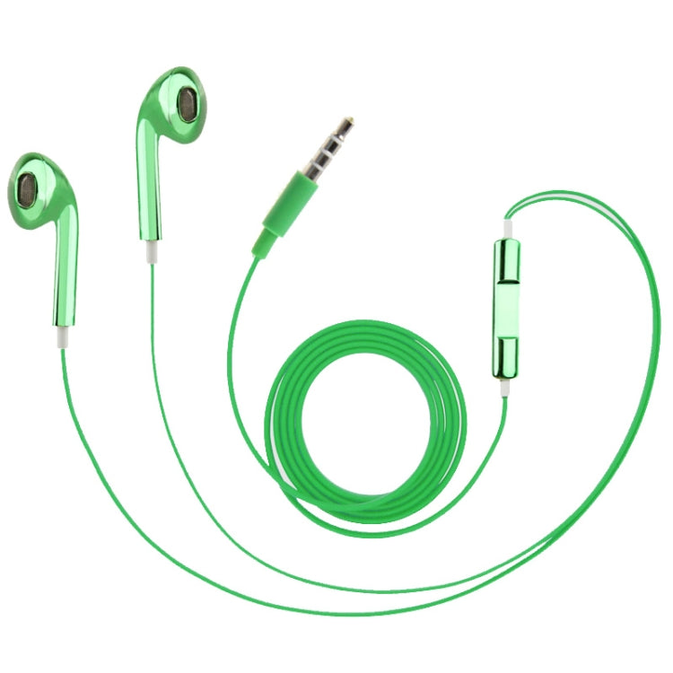 3.5mm Stereo Electroplating Wire Control Earphone for Android Phones / PC / MP3 Player / Laptops(Green) - In Ear Wired Earphone by buy2fix | Online Shopping UK | buy2fix