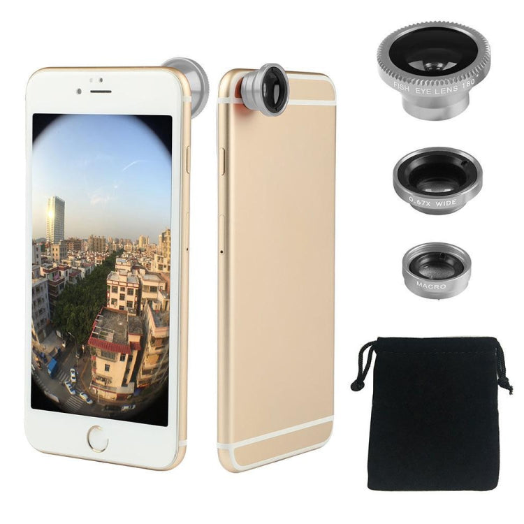 3 in 1 Photo Lens Kits (180 Degree Fisheye Lens + Super Wide Lens + Macro Lens), For iPhone, Galaxy, Sony, Lenovo, HTC, Huawei, Google, LG, Xiaomi, other Smartphones(Silver) - Combination Lens by buy2fix | Online Shopping UK | buy2fix