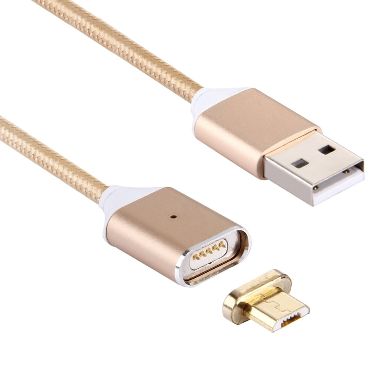 1M Woven Style 2.4A Micro USB to USB Data Sync Charging Cable Intelligent Metal Magnetism Cable, For Samsung, HTC, Sony, Huawei, Xiaomi, Meizu and other Android Devices(Gold) - Mobile Accessories by buy2fix | Online Shopping UK | buy2fix