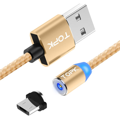 TOPK AM23 2m 2.4A Max USB to Micro USB Nylon Braided Magnetic Charging Cable with LED Indicator(Gold) - Charging Cable & Head by TOPK | Online Shopping UK | buy2fix