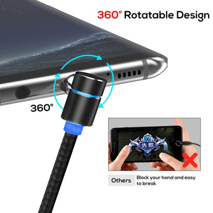 TOPK 1m 2.4A Max USB to USB-C / Type-C 90 Degree Elbow Magnetic Charging Cable with LED Indicator(Black) - Mobile Accessories by TOPK | Online Shopping UK | buy2fix