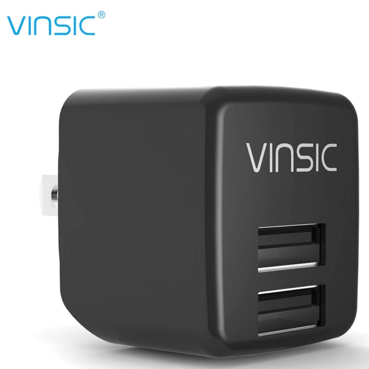 Vinsic 12W 5V 2.4A Output Dual USB Wall Charger USB Charger Adapter - USB Charger by VINSIC | Online Shopping UK | buy2fix