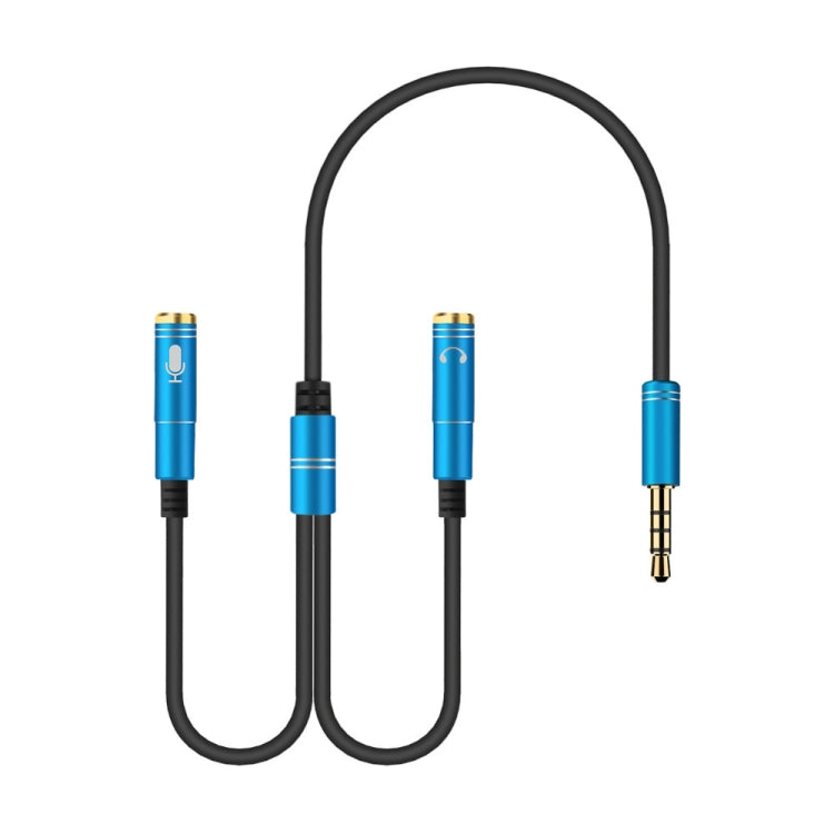 2 in 1 3.5mm Male to Double 3.5mm Female TPE High-elastic Audio Cable Splitter, Cable Length: 32cm(Blue) - Cable & Splitter by buy2fix | Online Shopping UK | buy2fix