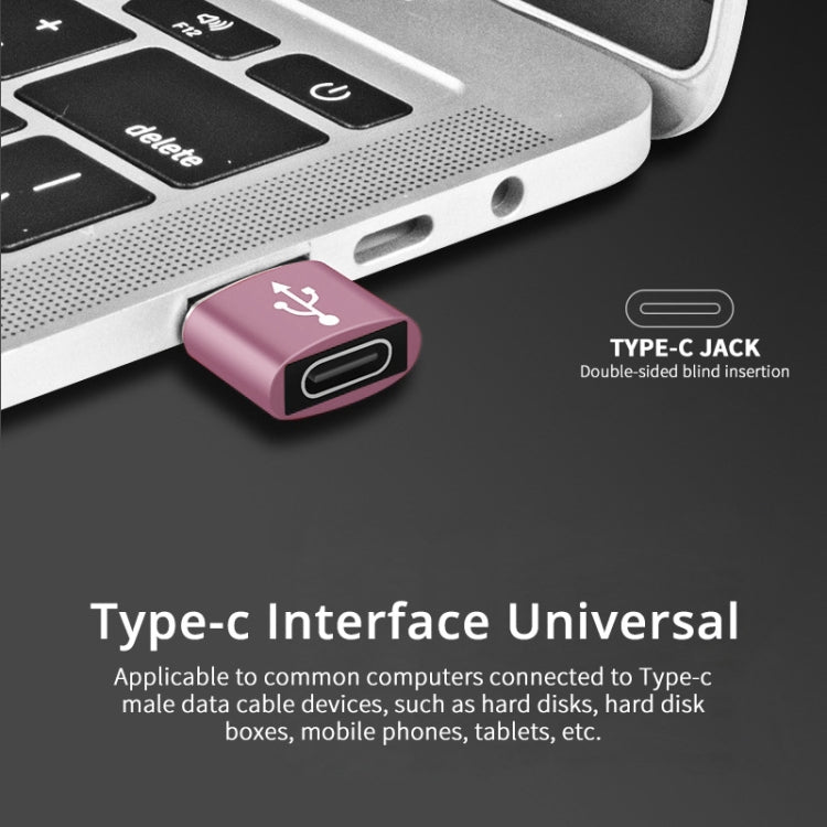 USB-C / Type-C Female to USB 2.0 Male Aluminum Alloy Adapter, Support Charging & Transmission(Pink) - Type-C Adapter by buy2fix | Online Shopping UK | buy2fix