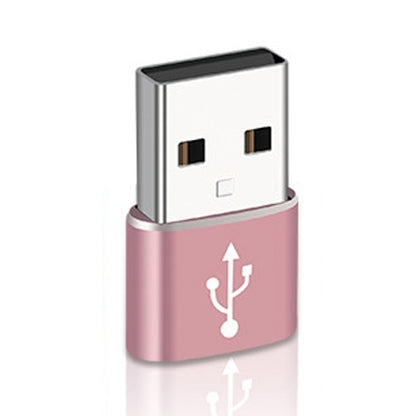 USB-C / Type-C Female to USB 2.0 Male Aluminum Alloy Adapter, Support Charging & Transmission(Pink) - Type-C Adapter by buy2fix | Online Shopping UK | buy2fix