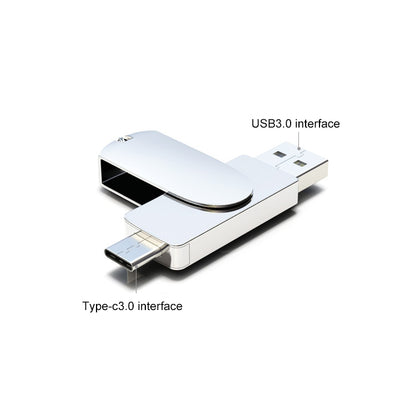 Kinzdi 256GB USB 3.0 + Type-C 3.0 Interface Metal Twister Flash Disk V11 (Silver) - USB Flash Drives by Kinzdi | Online Shopping UK | buy2fix