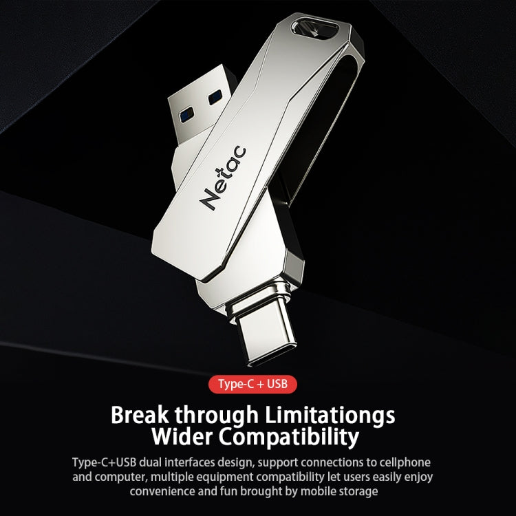 Netac U782C 64GB USB-C / Type-C + USB 3.0 360 Degrees Rotation Zinc Alloy Flash Drive OTG U Disk -  by Netac | Online Shopping UK | buy2fix