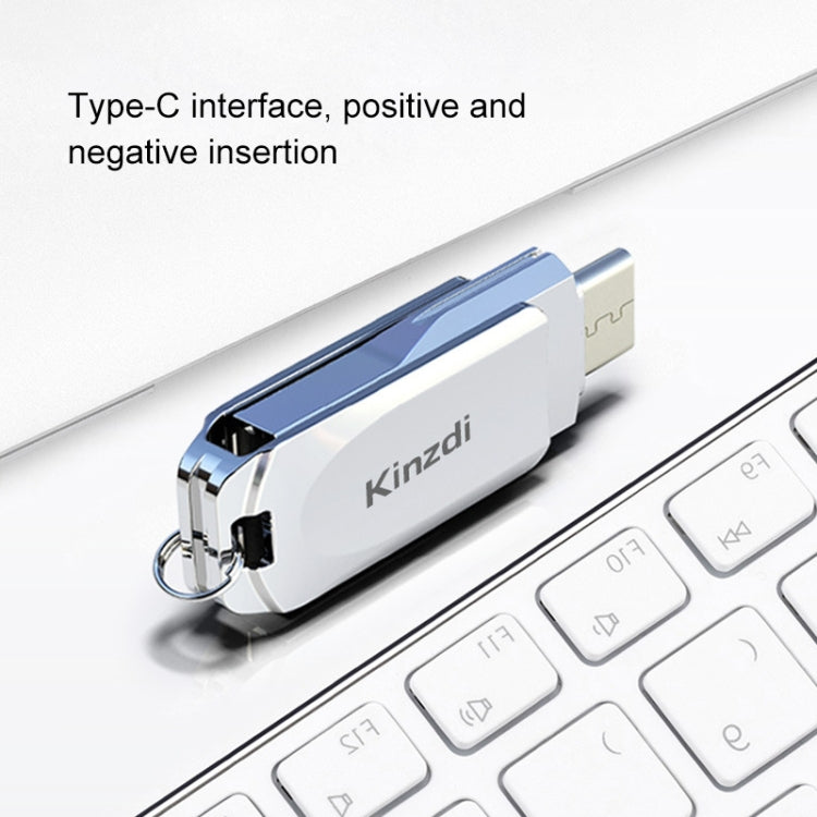 Kinzdi 64GB USB + Type-C Interface Metal Twister Flash Disk V10 (Silver) - USB Flash Drives by Kinzdi | Online Shopping UK | buy2fix