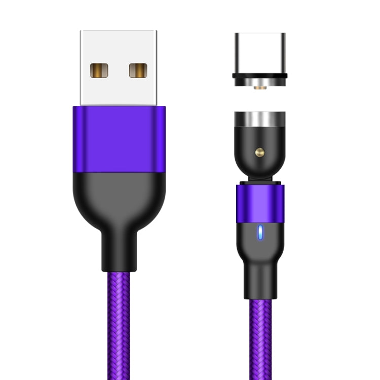 2m 2A Output USB to USB-C / Type-C Nylon Braided Rotate Magnetic Charging Cable(Purple) - Mobile Accessories by buy2fix | Online Shopping UK | buy2fix