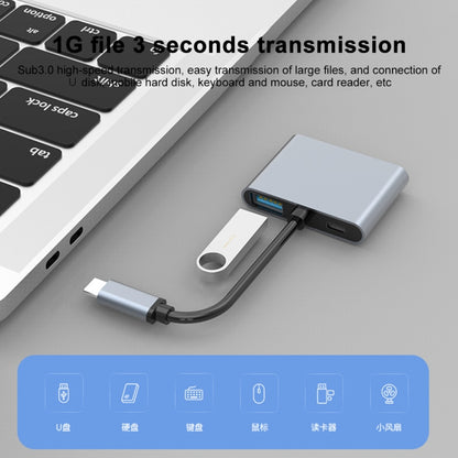 4 in 1 Multifunction USB-C / Type-C to PD USB-C / Type-C +USB 3.0+Dual HDMI HUB Docking Station (Grey) - Computer & Networking by buy2fix | Online Shopping UK | buy2fix