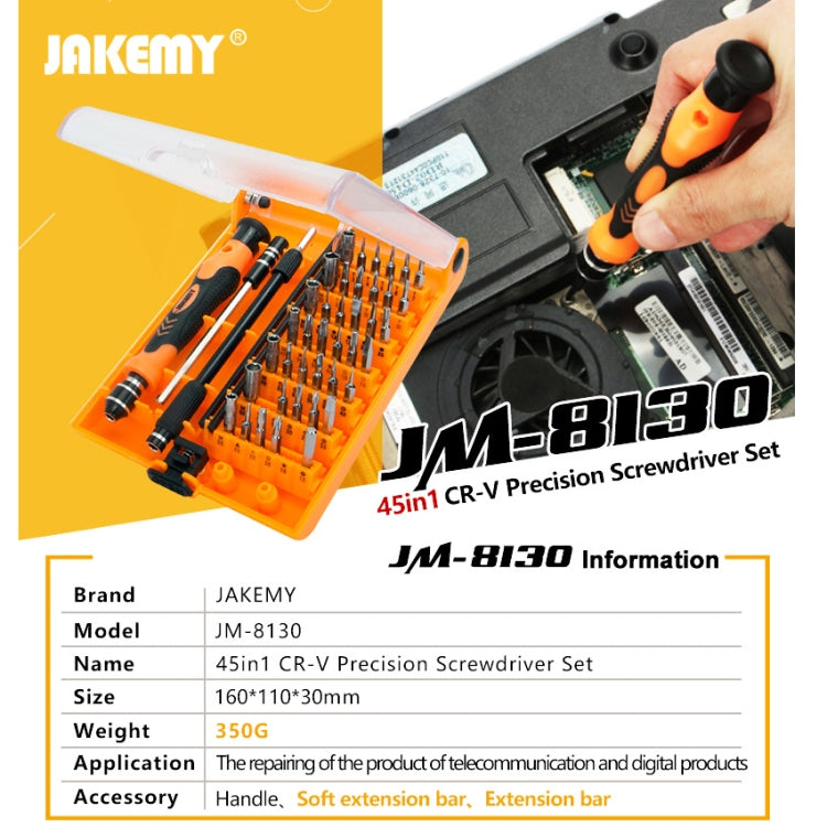 JAKEMY JM-8130 45 in 1 Interchangeable Magnetic Precision Screwdriver Set - Screwdriver Set by JAKEMY | Online Shopping UK | buy2fix