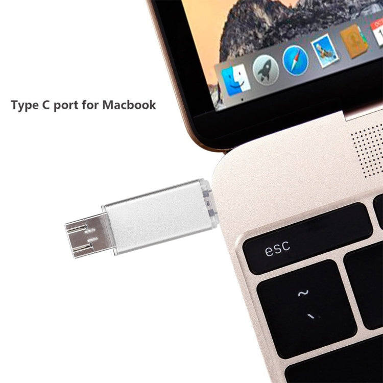 32GB 3 in 1 USB-C / Type-C + USB 2.0 + OTG Flash Disk, For Type-C Smartphones & PC Computer (Silver) - U Disk & Card Reader by buy2fix | Online Shopping UK | buy2fix