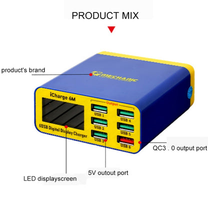 Mechanic icharge 6M QC 3.0 USB Smart Charger Support Fastcharging With LCD, EU Plug - Power Supply by MECHANIC | Online Shopping UK | buy2fix