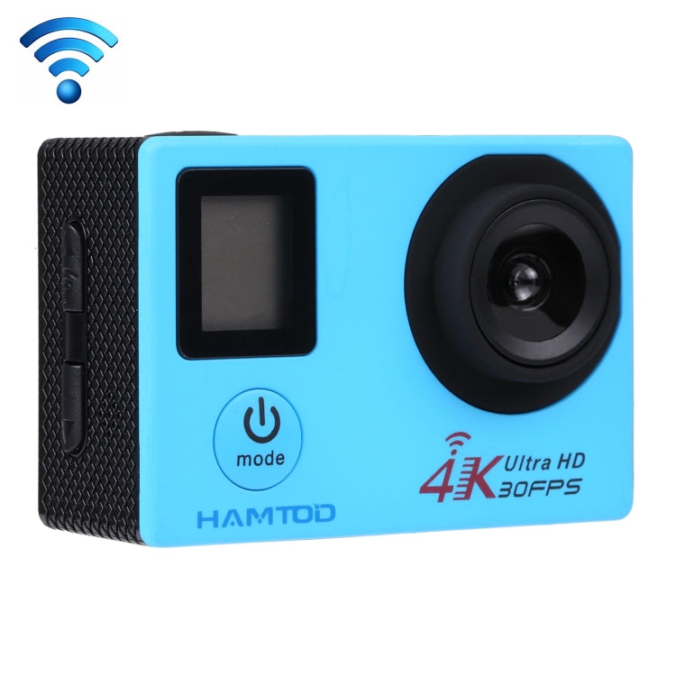 HAMTOD H12 UHD 4K WiFi  Sport Camera with Waterproof Case, Generalplus 4247, 0.66 inch + 2.0 inch LCD Screen, 170 Degree Wide Angle Lens (Blue) - DJI & GoPro Accessories by HAMTOD | Online Shopping UK | buy2fix