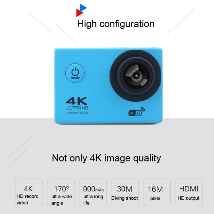 HAMTOD H9A HD 4K WiFi Sport Camera with Waterproof Case, Generalplus 4247, 2.0 inch LCD Screen, 120 Degree Wide Angle Lens (White) - HAMTOD by HAMTOD | Online Shopping UK | buy2fix