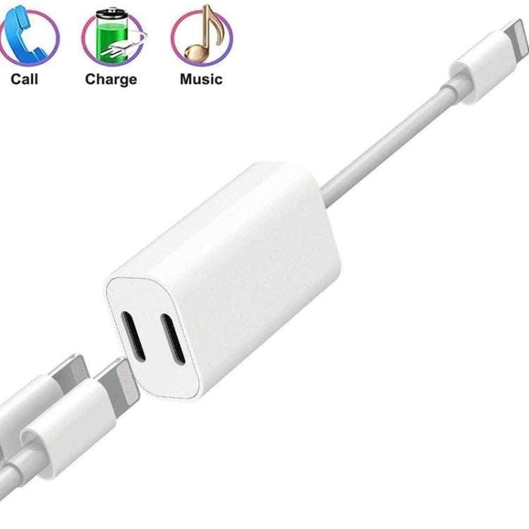 ZS-S1801 2 in 1 8 Pin Male to 8 Pin Charging + 8 Pin Audio Female Connector Earphone Adapter, Support Calls, Compatible with All IOS System - Earphone Adapter by buy2fix | Online Shopping UK | buy2fix