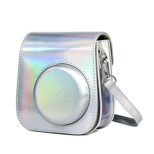 Richwell Portable Aurora  PU Leather Camera Case Camera Bag with Shoulder Strap, Suitable for Fujifilm Instax Mini 11(Silver) - Camera Accessories by Richwell | Online Shopping UK | buy2fix