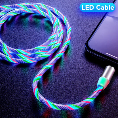 USB to Micro USB Magnetic Suction Colorful Streamer Mobile Phone Charging Cable, Length: 1m(Color Light) - Mobile Accessories by buy2fix | Online Shopping UK | buy2fix