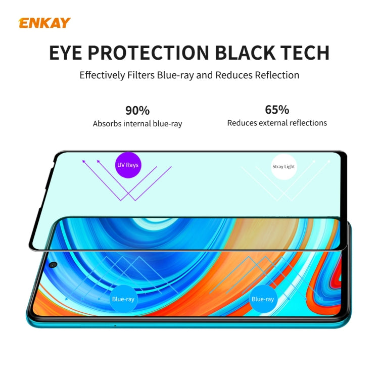 For Xiaomi Redmi Note 9S/Note 9 Pro 2 PCS ENKAY Hat-Prince 0.26mm 9H 6D Curved Full Screen Eye Protection Green Film Tempered Glass Protector - Xiaomi Accessories by ENKAY | Online Shopping UK | buy2fix