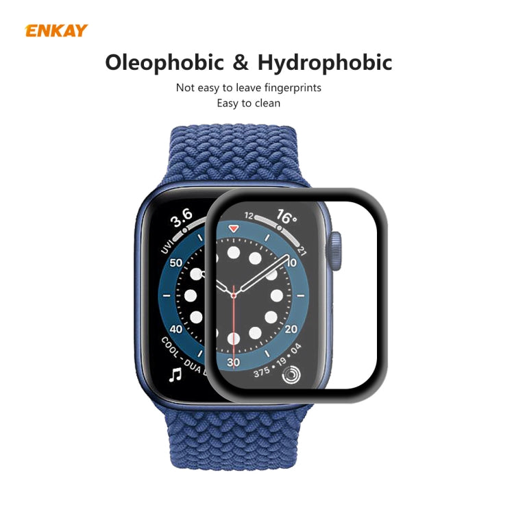 For Apple Watch 6/5/4/SE 44mm ENKAY Hat-Prince 0.2mm 9H Surface Hardness 3D Explosion-proof Aluminum Alloy Edge Full Screen Tempered Glass Screen Film - Watch Cases by ENKAY | Online Shopping UK | buy2fix