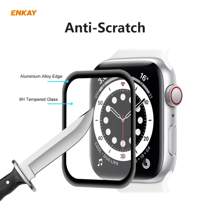 For Apple Watch 6/5/4/SE 40mm 10 PCS ENKAY Hat-Prince 0.2mm 9H Surface Hardness 3D Explosion-proof Aluminum Alloy Edge Full Screen Tempered Glass Screen Film - Watch Cases by ENKAY | Online Shopping UK | buy2fix