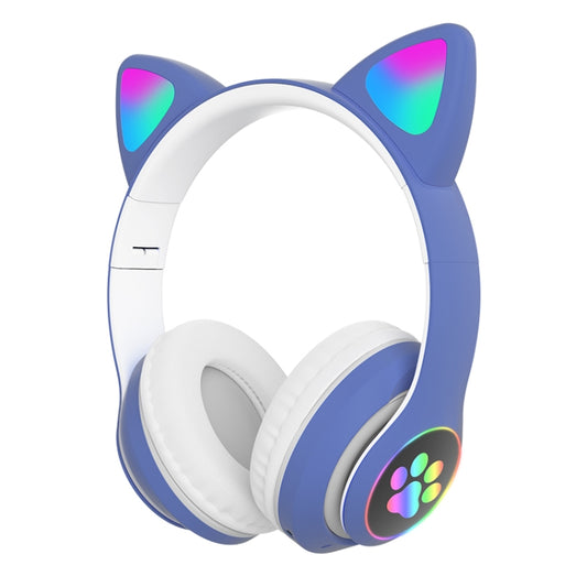 T&G TN-28 3.5mm Bluetooth 5.0 Dual Connection RGB Cat Ear Bass Stereo Noise-cancelling Headphones Support TF Card With Mic(Blue) - Headset & Headphone by T&G | Online Shopping UK | buy2fix