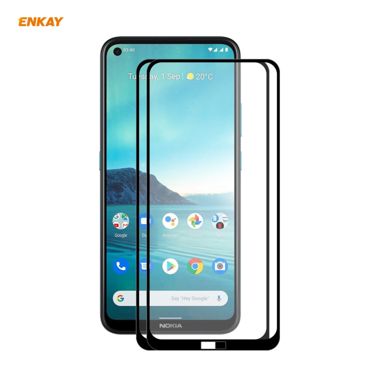 For Nokia 3.4 2 PCS ENKAY Hat-Prince Full Glue 0.26mm 9H 2.5D Tempered Glass Full Coverage Film - Nokia Tempered Glass by ENKAY | Online Shopping UK | buy2fix