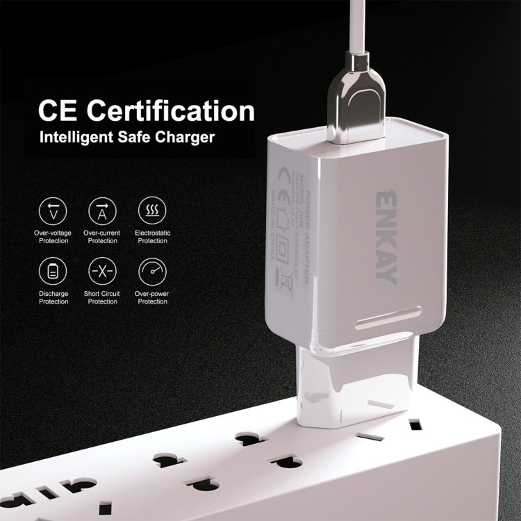 ENKAY Hat-Prince T003-1 10.5W 2.1A Dual USB Travel Charger Power Adapter for Huawei / Xiaomi / Samsung, EU Plug - Mobile Accessories by ENKAY | Online Shopping UK | buy2fix