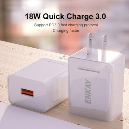 ENKAY Hat-Prince U036 18W USB QC3.0 Fast Charging Travel Charger Power Adapter, US Plug - USB Charger by ENKAY | Online Shopping UK | buy2fix