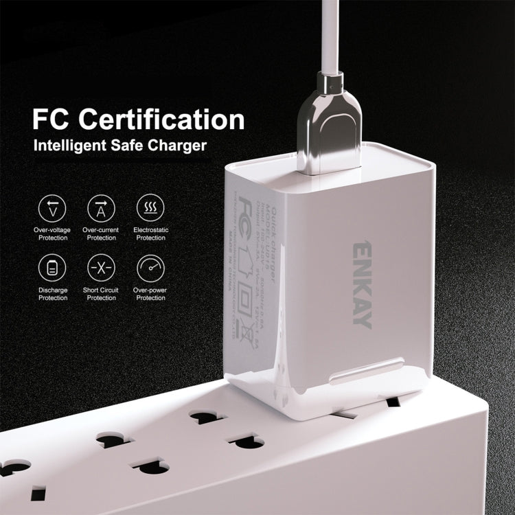 ENKAY Hat-Prince U036 18W USB QC3.0 Fast Charging Travel Charger Power Adapter, US Plug - USB Charger by ENKAY | Online Shopping UK | buy2fix