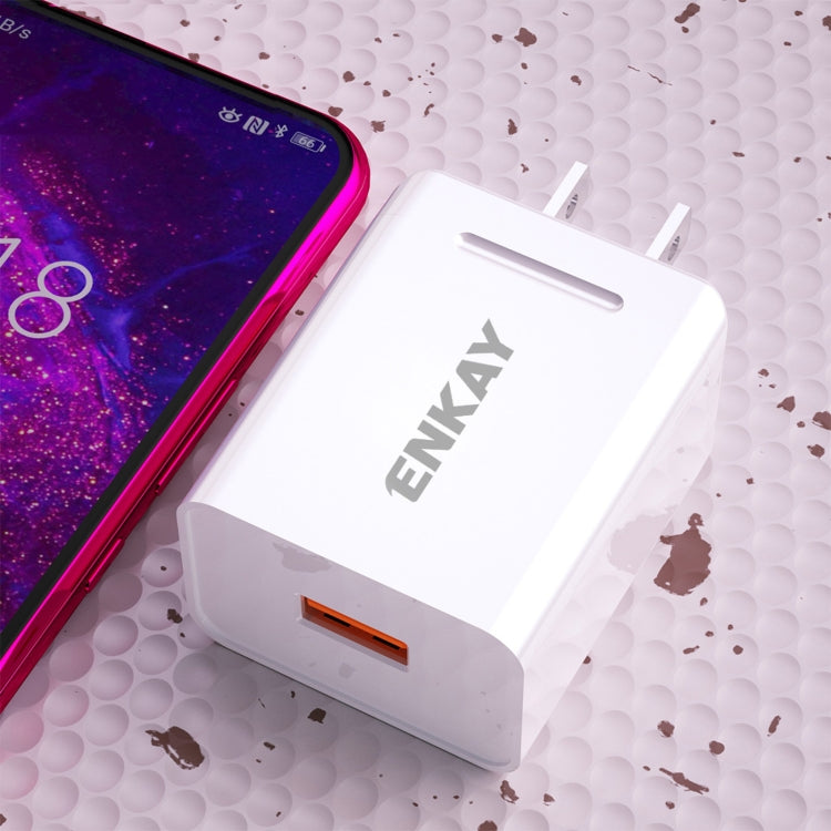 ENKAY Hat-Prince U036 18W USB QC3.0 Fast Charging Travel Charger Power Adapter, US Plug - USB Charger by ENKAY | Online Shopping UK | buy2fix