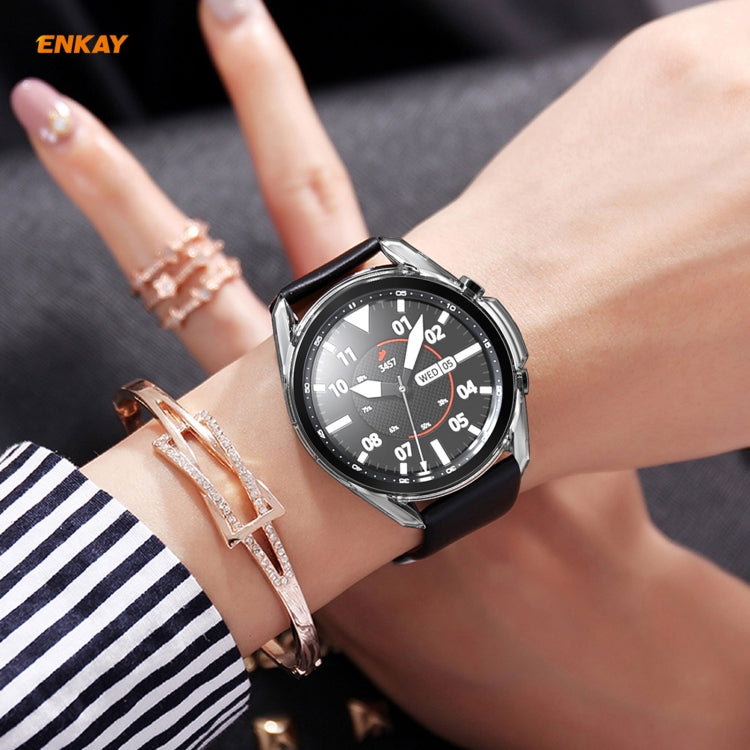 For Samsung Galaxy Watch 3 45mm 2 in 1 ENKAY Hat-Prince Transparent Soft TPU Case + 0.2mm 9H 2.15D Curved Edge Tempered Glass Film - Watch Cases by ENKAY | Online Shopping UK | buy2fix