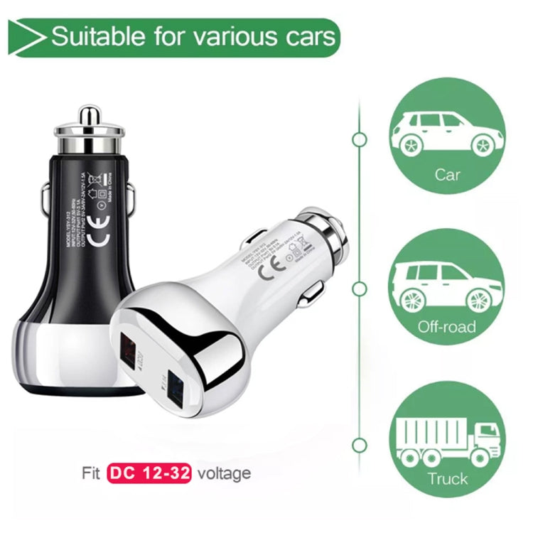 YSY-312 2 in 1 18W Portable QC3.0 Dual USB Car Charger + 1m 3A USB to 8 Pin Data Cable Set(White) - Car Charger by buy2fix | Online Shopping UK | buy2fix
