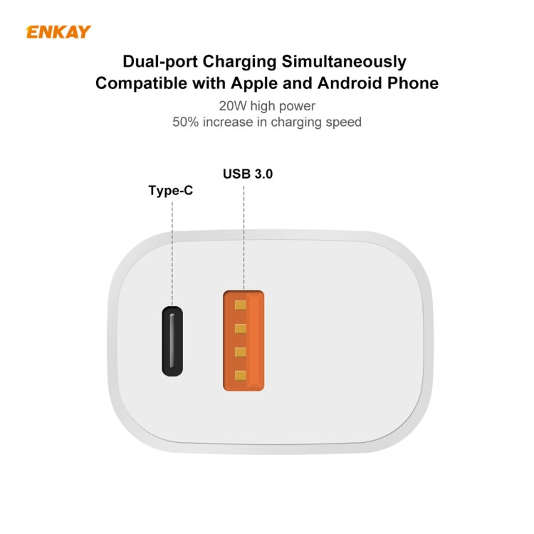 ENKAY Hat-Prince 20W PD Type-C + QC 3.0 USB Fast Charging Travel Charger Power Adapter with Fast Charge Data Cable, US Plug(With Micro USB Cable) - USB Charger by ENKAY | Online Shopping UK | buy2fix