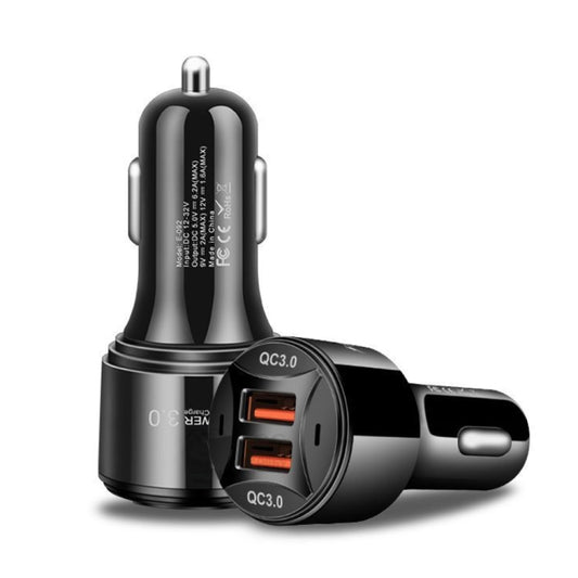 TE-092 36W Dual QC3.0 USB Fast Car Charger(Black) - Car Charger by buy2fix | Online Shopping UK | buy2fix