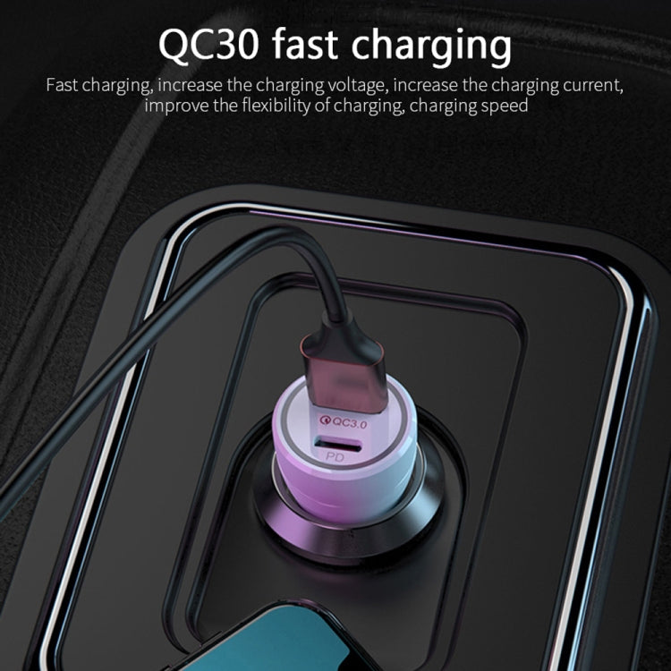 P21 Portable PD 20W + QC 3.0 18W Dual Ports Fast Car Charger(Black) - Car Charger by buy2fix | Online Shopping UK | buy2fix