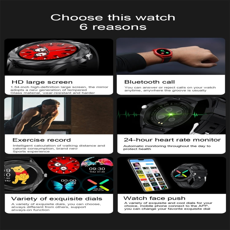 DT10 1.54inch Color Screen Smart Watch IP67 Waterproof,Support Bluetooth Call/Heart Rate Monitoring/Blood Pressure Monitoring/Blood Oxygen Monitoring/Sleep Monitoring(Red) - Smart Wear by buy2fix | Online Shopping UK | buy2fix