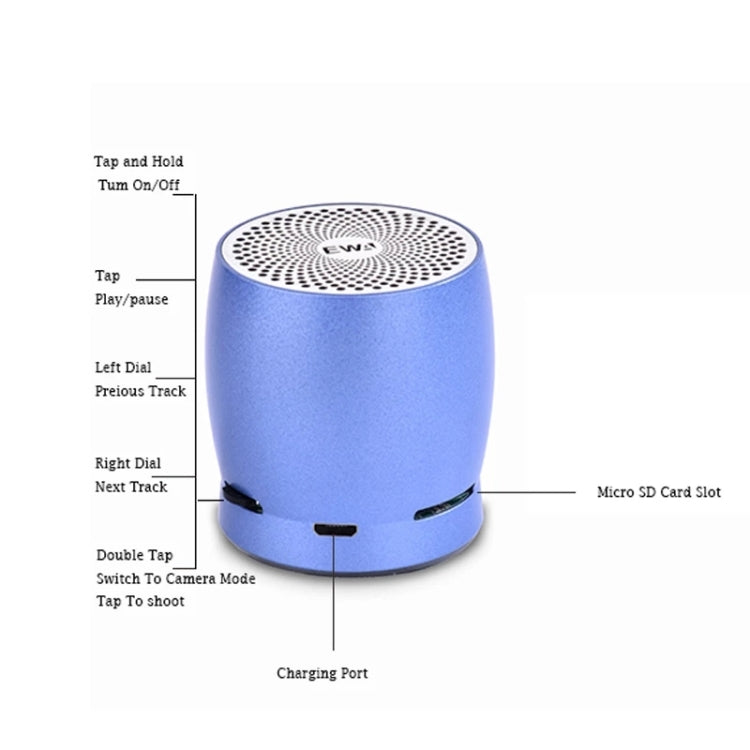 EWA A1 Portable TWS Bluetooth Wireless Speaker IPX5 Waterproof Support TF Card(Blue) - Mini Speaker by EWA | Online Shopping UK | buy2fix