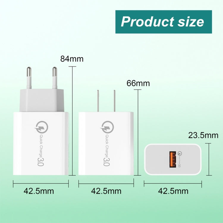 APD-2003 18W QC3.0 Single Port USB Charger with 1m USB to 8 Pin Data Cable(US Plug) - Apple Accessories by buy2fix | Online Shopping UK | buy2fix