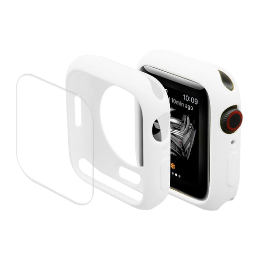 ENKAY Hat-Prince Protective TPU Watch Case + Full Coverage PET Screen Protector Film For Apple Watch Series 8 / 7 41mm(White) - Watch Cases by ENKAY | Online Shopping UK | buy2fix