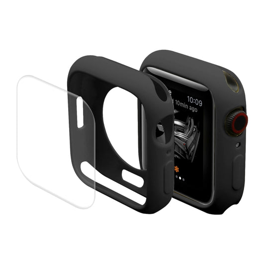 ENKAY Hat-Prince Protective TPU Watch Case + Full Coverage PET Screen Protector Film For Apple Watch Series 8 / 7 45mm(Black) - Watch Cases by ENKAY | Online Shopping UK | buy2fix