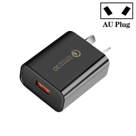 CA-25 QC3.0 USB 3A Fast Charger for Mobile Phone, AU Plug(Black) - Apple Accessories by buy2fix | Online Shopping UK | buy2fix