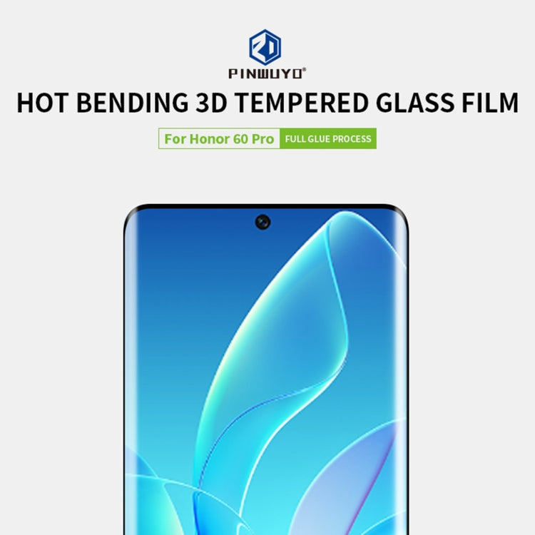 For Honor 60 Pro PINWUYO 9H 3D Hot Bending Tempered Glass Film(Black) - Honor Tempered Glass by PINWUYO | Online Shopping UK | buy2fix