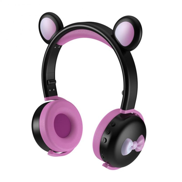 AEC BK7 Cute Bear Children Wireless Bluetooth Headset with LED Light(Black Rose) - Apple Accessories by AEC | Online Shopping UK | buy2fix