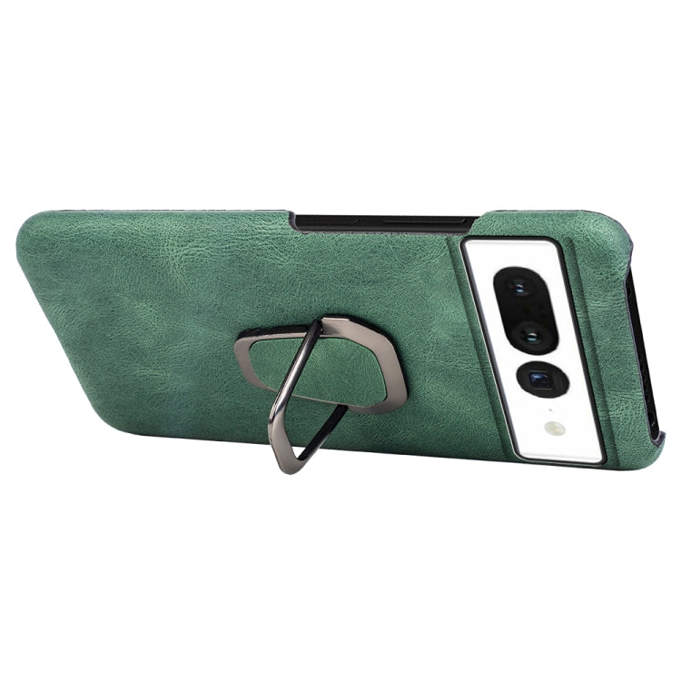 For Google Pixel 7 Ring Holder PU Phone Case(Dark Green) - Google Cases by buy2fix | Online Shopping UK | buy2fix