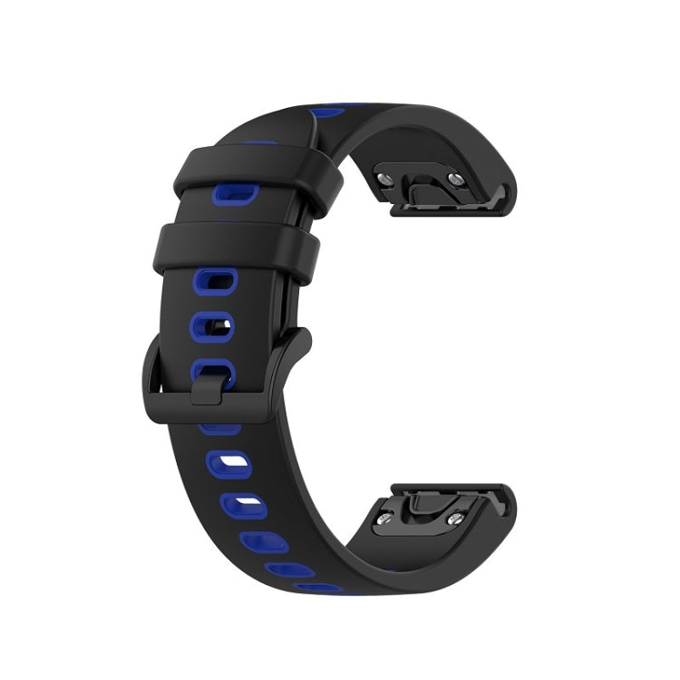 For Garmin Approach S62 22mm Silicone Sports Two-Color Watch Band(Black+Blue) - Watch Bands by buy2fix | Online Shopping UK | buy2fix