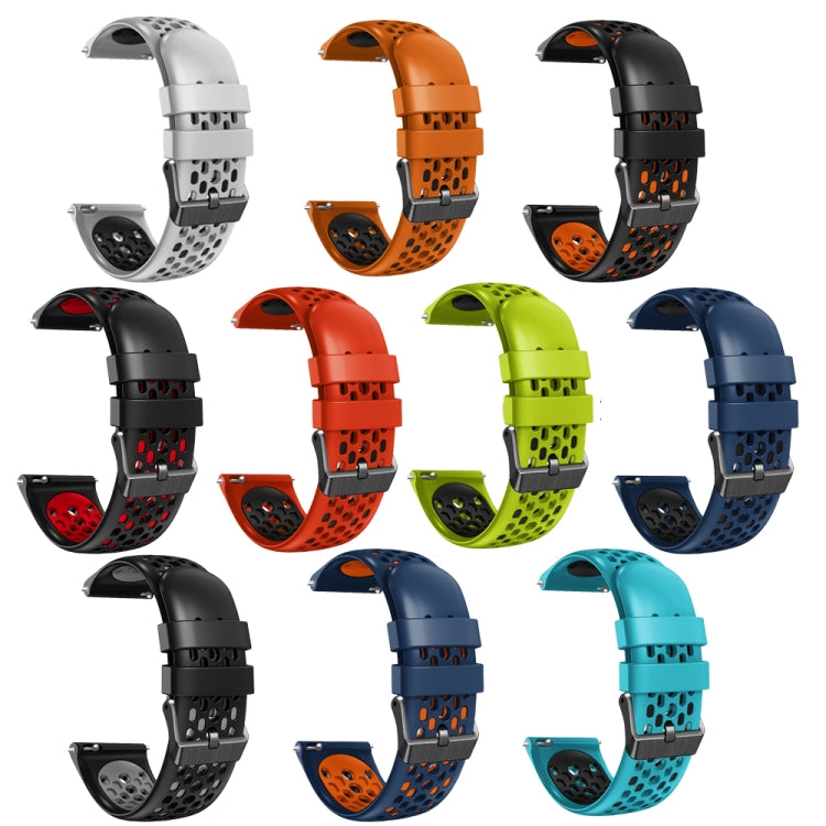 For Samsung Galaxy Watch 46mm 22mm Two-Color Breathable Silicone Watch Band(Midnight Blue+Orange) - Smart Wear by buy2fix | Online Shopping UK | buy2fix