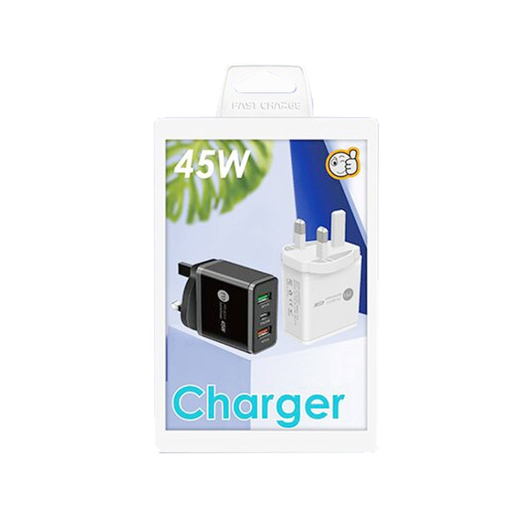 45W PD3.0 + 2 x QC3.0 USB Multi Port Quick Charger, UK Plug(Black) - Apple Accessories by buy2fix | Online Shopping UK | buy2fix